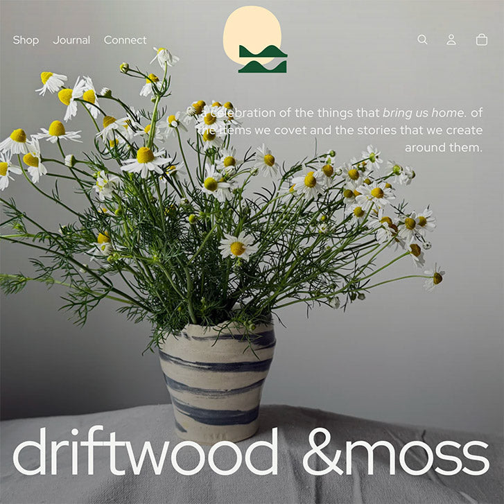 screenshot of driftwood & moss homepage